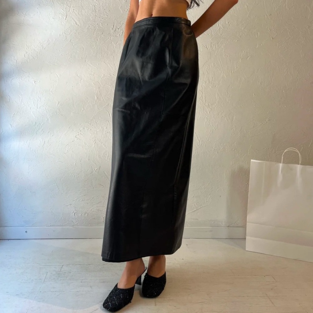 Danier Black Maxi Leather Skirt